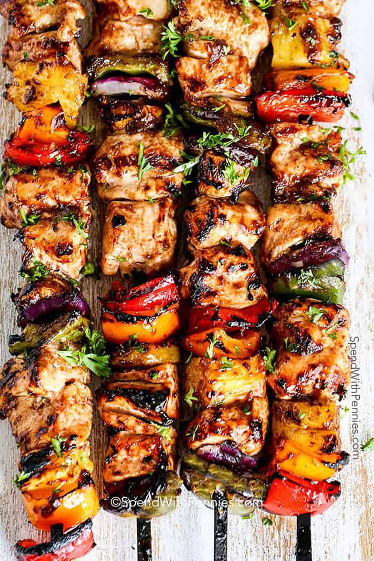plated Hawaiian Chicken Kabobs