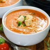Fresh Tomato Soup in a white bowl