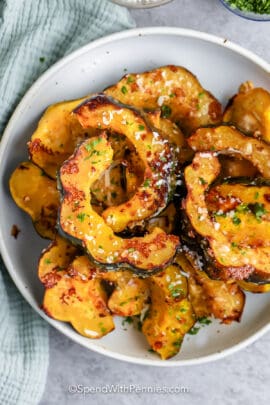 baked acorn squash on a plate