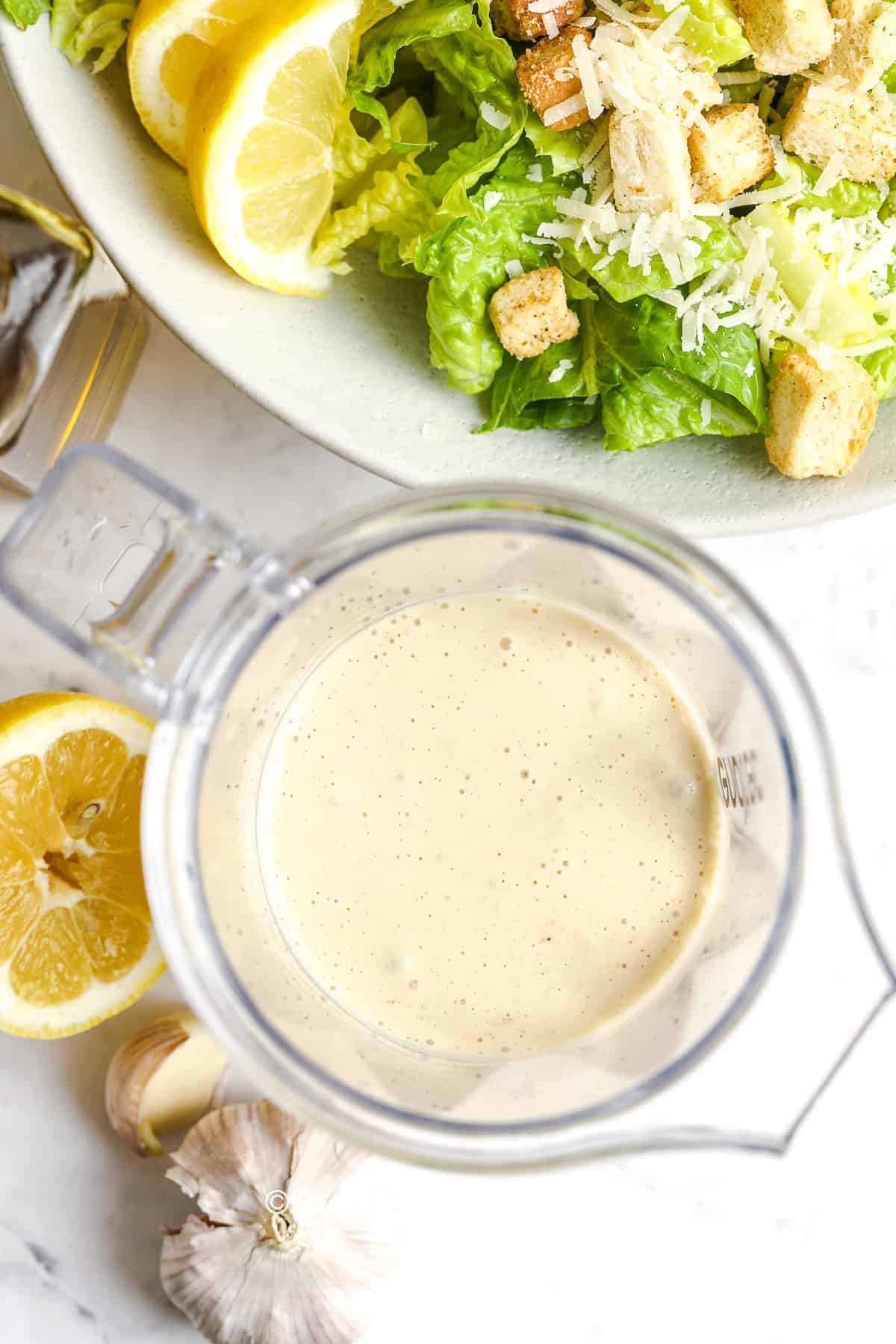 caesar salad dressing in a blender