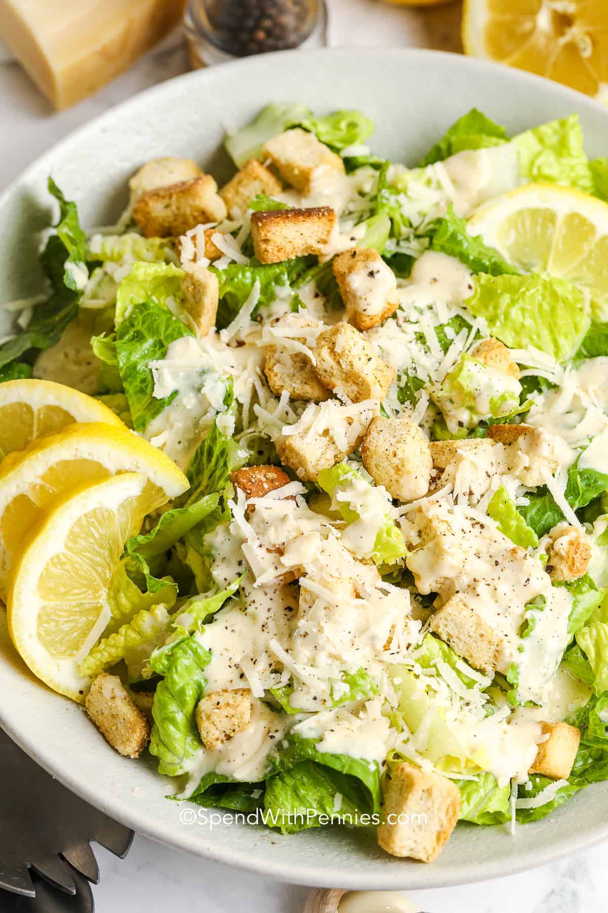 caesar salad with lemon and parmesan