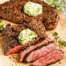 sliced Grilled Sirloin Steak with steak butter