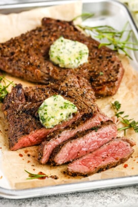 sliced Grilled Sirloin Steak with steak butter