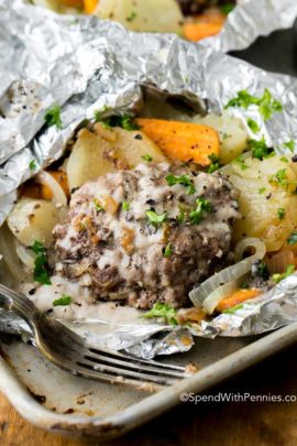 dinner foil packet with fork