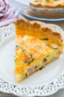 slice of quiche on a white plate