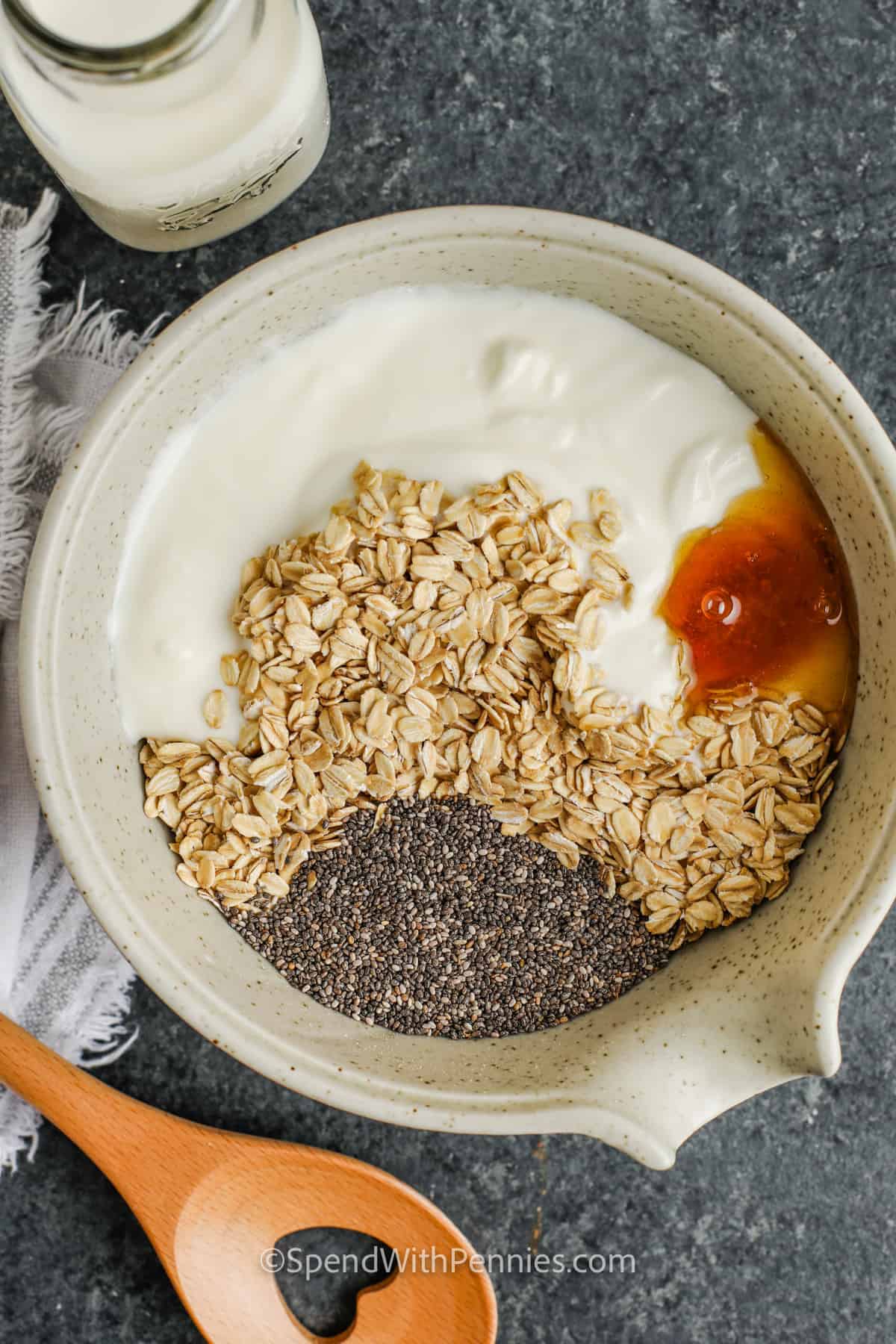 Overnight Oats ingredients in a bowl
