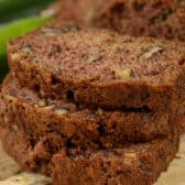 slices of zucchini bread on a cutting board